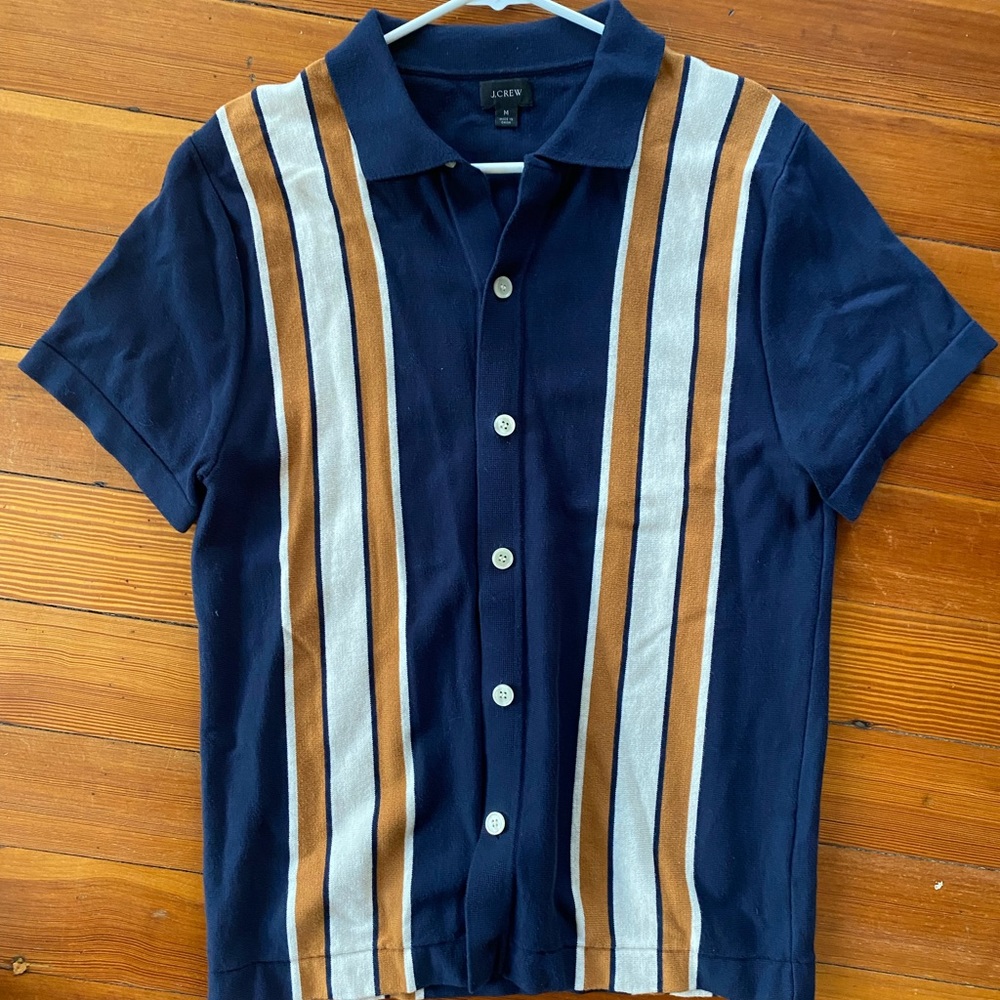J Crew 80s style knit button up